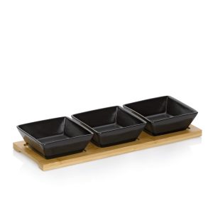 KELA SET OF PHILIP SERVING BOWL, 33.5x12x5cm BLACK PORCELAIN 4/1