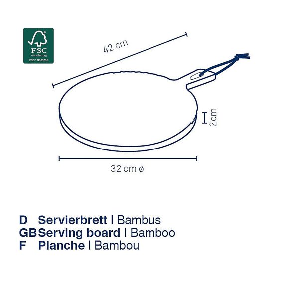 KELA COSMA SERVING BOARD, 42x2x32cm BAMBOO LIGHT BROWN - Image 5