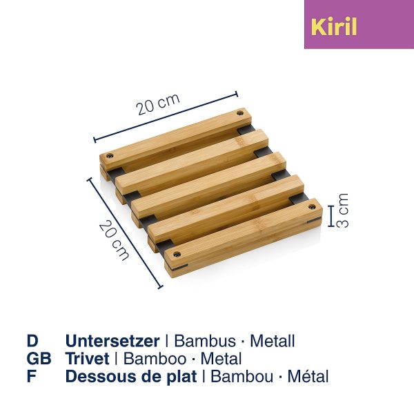 KELA PODMETAČ ZA LONAC KIRIL, 20x20x3cm BAMBUS CRNA - Slika 5