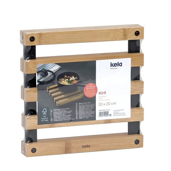 KELA PODMETAČ ZA LONAC KIRIL, 20x20x3cm BAMBUS CRNA - Slika 8