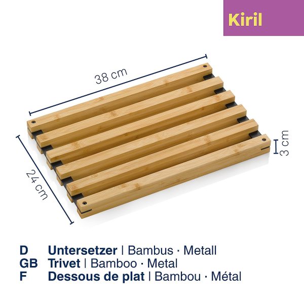 KELA PODMETAČ ZA LONAC KIRIL, 38x24x3cm BAMBUS CRNA - Slika 5