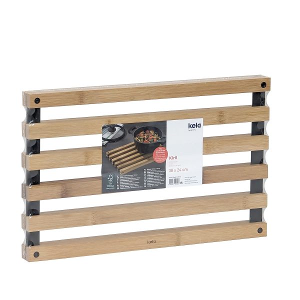 KELA PODMETAČ ZA LONAC KIRIL, 38x24x3cm BAMBUS CRNA - Slika 8