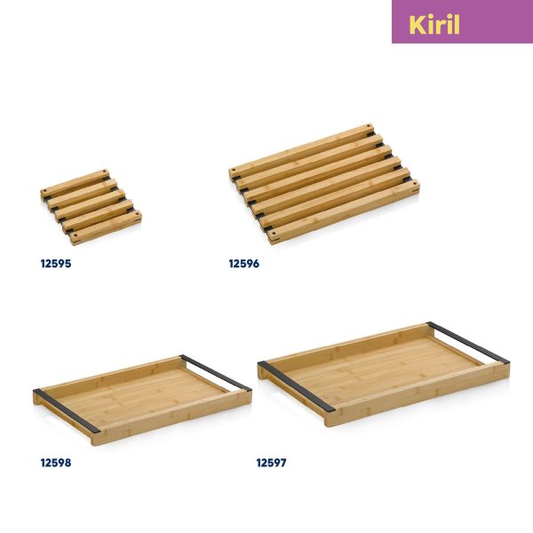 KELA PLADANJ ZA POSLUŽIVANJE KIRIL, 43x27,5x4cm BAMBUS CRNA - Slika 7