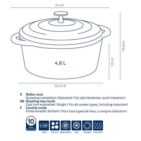 KELA ROUND BAKE CALIDO, 4.6l WROUGHT IRON, LIGHT GRAY - Image 6