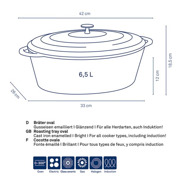 KELA OVAL BAKE CALIDO, 6l WROUGHT IRON, LIGHT GRAY - Image 5