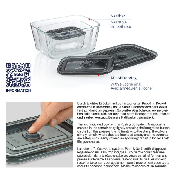 KELA FIREPROOF FOOD CONTAINER WITH LID AURELIA, 0.4l TRANSPARENT GLASS - Image 9