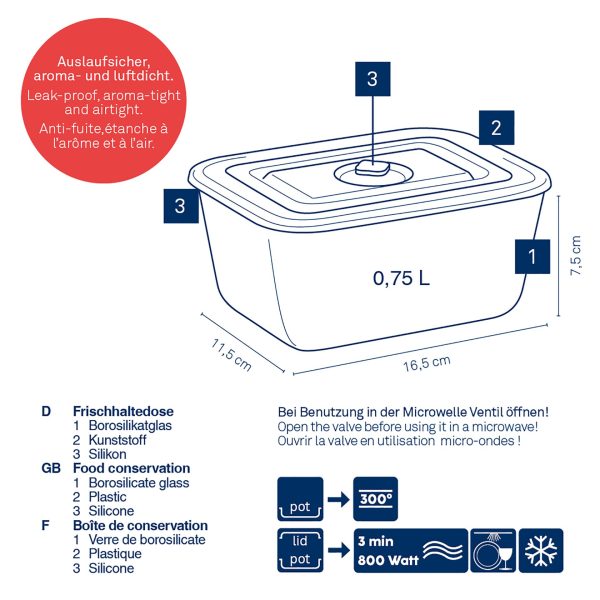 KELA FIREPROOF FOOD CONTAINER WITH LID AURELIA, 1.4l TRANSPARENT GLASS - Image 5