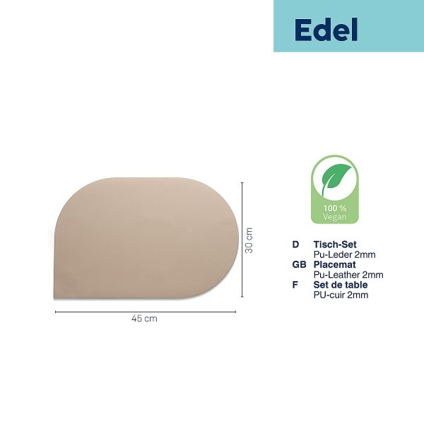 KELA PODMETAČ ZA STOL EDEL, 45x30x0,17cm PU-KOŽA BEŽ - Slika 4