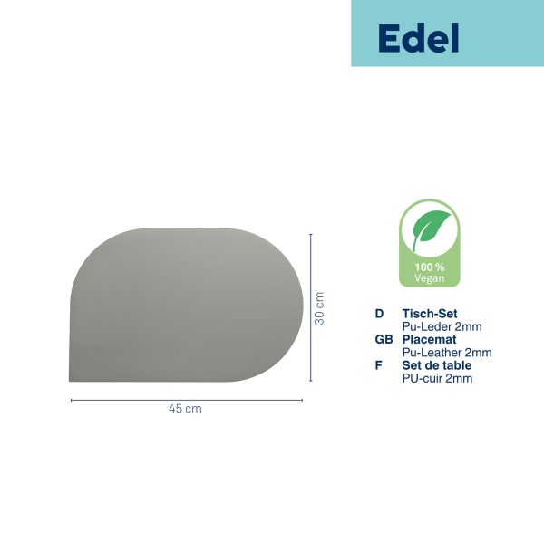 KELA PODMETAČ ZA STOL EDEL, 45x30x0,17cm PU-KOŽA SVJETLOSIVA - Slika 4