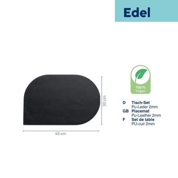 KELA PODMETAČ ZA STOL EDEL, 45x30x0,17cm PU-KOŽA CRNA - Slika 4
