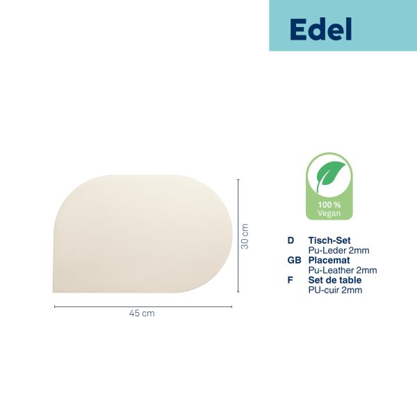 KELA PODMETAČ ZA STOL EDEL, 45x30x0,17cm PU-KOŽA BIJELA - Slika 4