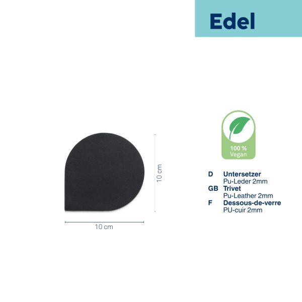 KELA COAST SET FOR EDEL, 10x10x0.17cm PU-LEATHER BLACK 4/1 - Image 4
