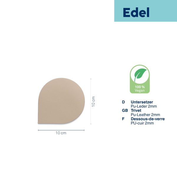 KELA SET OF COASTERS FOR EDEL, 10x10x0.17cm PU-LEATHER BEIGE 4/1 - Image 3