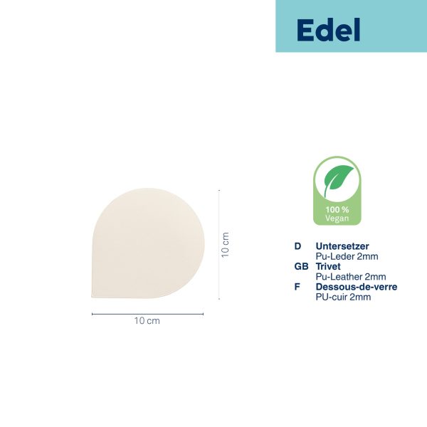 KELA SET PODMETAČA ZA ČAŠU EDEL, 10x10x0,17cm PU-KOŽA BIJELA 4/1 - Slika 4
