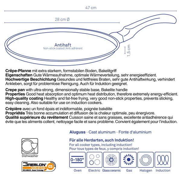 KELA PANCAKE PAN KERROS, 1.5x28cm CAST ALUMINUM BLACK - Image 5