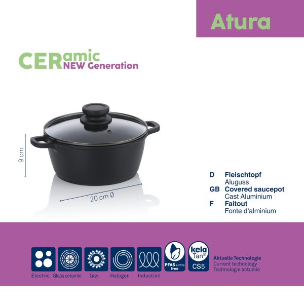 KELA LONAC S POKLOPCEM ATURA, 1,7l LIJEVANI ALUMINIJ CRNA - Slika 5