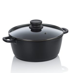 KELA POT WITH LID ATURA, 3.2l CAST ALUMINUM BLACK