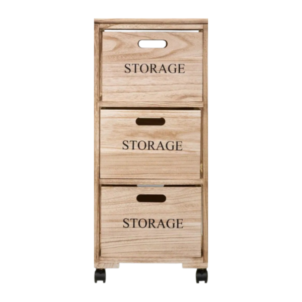 FIVE DRAWER 3 DRAWERS ON WHEELS 34X31.4X82.2 PAWLONIA NATUR - Image 10
