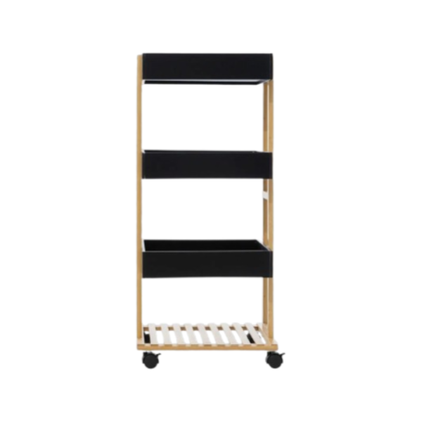 FIVE KOLICA ZA ODLAGANJE 4 POLICE NATUREO 40.2X30X87.8CM BAMBUS/MDF CRNA - Slika 7