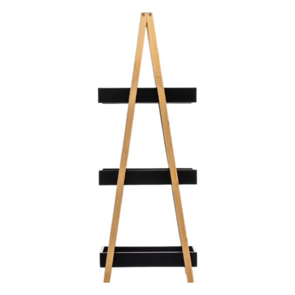 FIVE RACK 3 SHELVES NATURAL 30X18X82CM MDF BLACK - Image 6