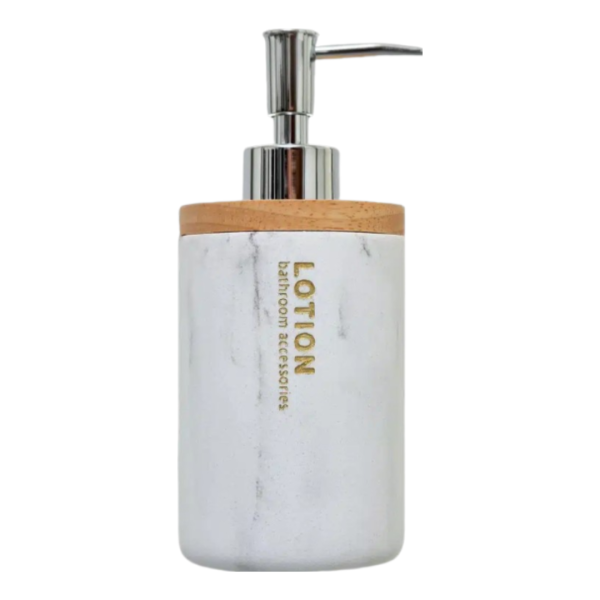 FIVE LEA SOAP DISPENSER, 18X8.1X7.5 CM, PLASTIC/BAMBOU, WHITE - Image 4