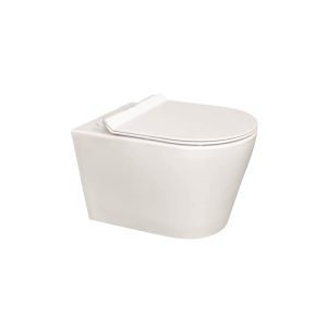 INTER CERAMIC TOILET SET HANGING TOILET WITHOUT EDGE WITH SOFT CLOSE TOILET SEAT PORCELAIN/DUROPLAST WHITE 2/1
