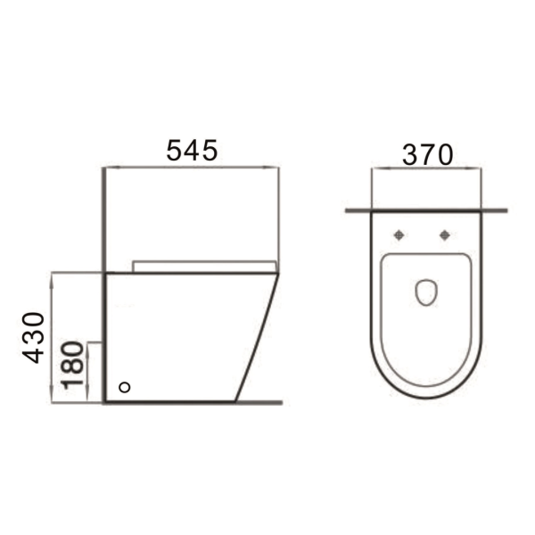 INTER CERAMIC TOILET SET FLOOR TOILET SHELL WITHOUT EDGE, WALL DRAIN WITH SOFT CLOSE TOILET SEAT 37X43X54.5CM PORCELAIN/DUROPLAST WHITE 2/1 - Image 3