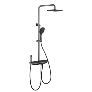 INTER CERAMIC PIANO SHOWER SYSTEM GLORY WITH SHOWER ROSE, INTIMATE CARE SHOWER AND SHOWER BATG GUN GRAY