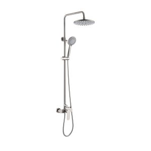 INTER CERAMIC SHOWER SYSTEM MARSEILLE WITH 1-FUNCTION SHOWER ROSE AND 5-FUNCTION SHOWER WAND STAINLESS STEEL SS304 MATT SILVER