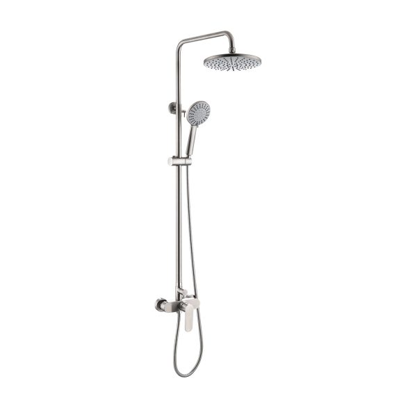 INTER CERAMIC SHOWER SYSTEM MARSEILLE WITH 1-FUNCTION SHOWER ROSE AND 5-FUNCTION SHOWER WAND STAINLESS STEEL SS304 MATT SILVER