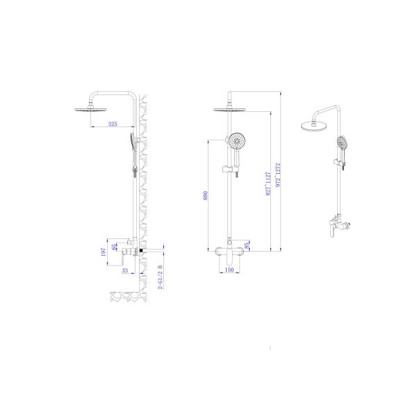 INTER CERAMIC SHOWER SYSTEM TORINO WITH 1-FUNCTION SHOWER HANDLE AND 5-FUNCTION SHOWER WAND STAINLESS STEEL SS304 MATT BLACK - Image 3