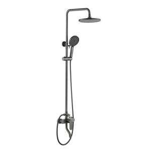 INTER CERAMIC SHOWER SYSTEM WITH BOTTOM SPOUT VENICE WITH 1-FUNCTION SHOWER HANDLE AND 5-FUNCTION SHOWER WAND STAINLESS STEEL SS304 GUN GREY