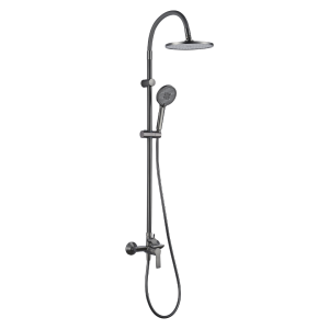 INTER CERAMIC SHOWER SYSTEM ALISADO WITH 1-FUNCTION SHOWER HANDLE AND 3-FUNCTION SHOWER WAND SILICONE/BRASS/SS201 GUN GREY