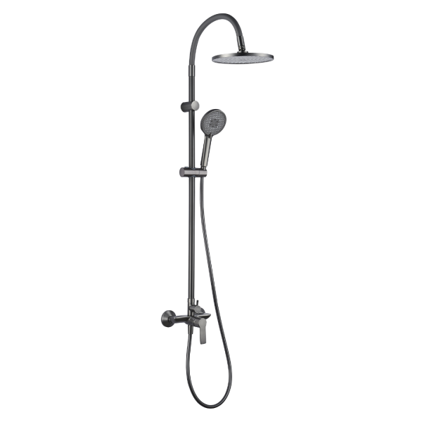 INTER CERAMIC SHOWER SYSTEM ALISADO WITH 1-FUNCTION SHOWER HANDLE AND 3-FUNCTION SHOWER WAND SILICONE/BRASS/SS201 GUN GREY