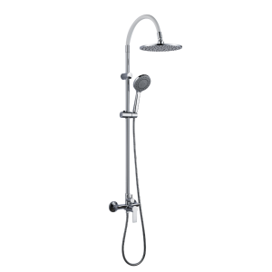 INTER CERAMIC SHOWER SYSTEM ALISADO WITH 1-FUNCTION SHOWER HANDLE AND 3-FUNCTION SHOWER WAND SILICONE/BRASS/SS201 CHROME/WHITE