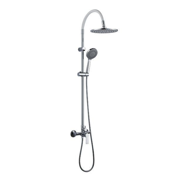 INTER CERAMIC SHOWER SYSTEM ALISADO WITH 1-FUNCTION SHOWER HANDLE AND 3-FUNCTION SHOWER WAND SILICONE/BRASS/SS201 CHROME/WHITE