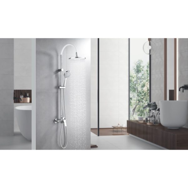 INTER CERAMIC SHOWER SYSTEM ALISADO WITH 1-FUNCTION SHOWER HANDLE AND 3-FUNCTION SHOWER WAND SILICONE/BRASS/SS201 CHROME/WHITE - Image 3