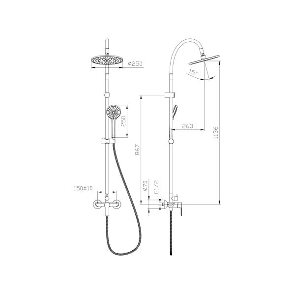 INTER CERAMIC SHOWER SYSTEM ALISADO WITH 1-FUNCTION SHOWER HANDLE AND 3-FUNCTION SHOWER WAND SILICONE/BRASS/SS201 CHROME/WHITE - Image 4