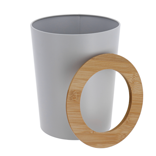 TENDANCE TRASH BINS 5L METAL/BAMBOO GREY - Image 2