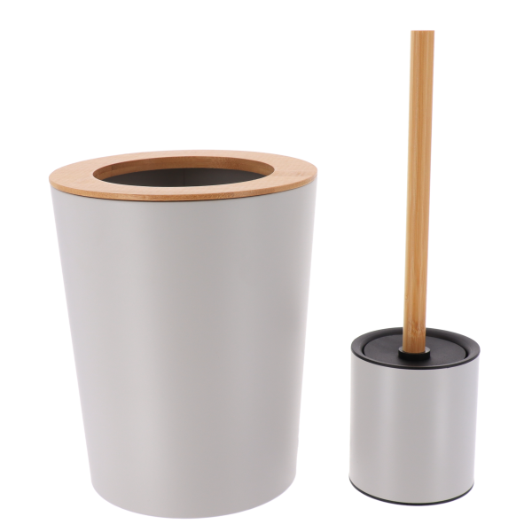 TENDANCE TRASH BINS 5L METAL/BAMBOO GREY - Image 3