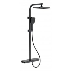 INTER CERAMIC PIANO SHOWER SYSTEM MAJESTIC WITH THERMOSTAT, SHOWER ROSE AND SHOWER BATH MAT BLACK