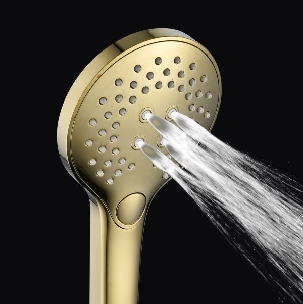 INTER CERAMIC SHOWER HANDLE, 3 FUNCTIONS 12CM ABS GOLD - Image 4