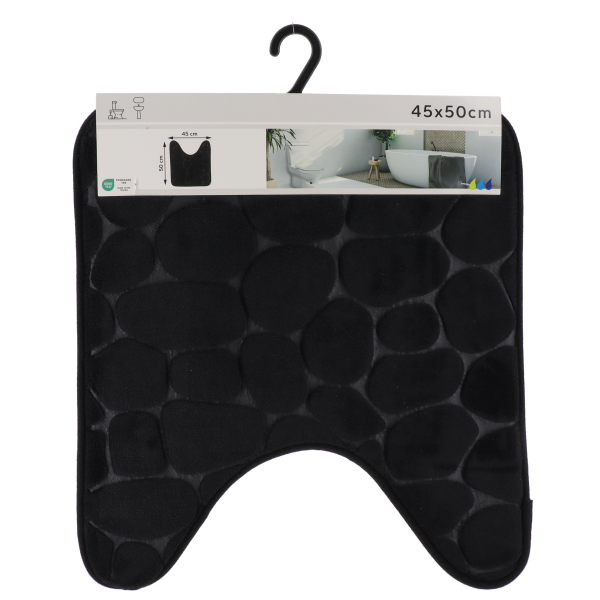 TENDANCE BATHROOM MAT FOR TOILET BOWL PEBBLE, 45x50 CM, MEMORY FOAM, BLACK - Image 2
