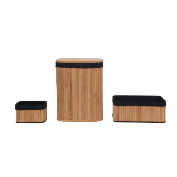 TENDANCE BASKET SET 6/1, BAMBOO WITH TEXTILE INSERTION, BLACK - Image 3