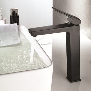 INTER CERAMIC TALL BASIN FLUID ELINOR ICF 1418191B 20.6X27.8X4.8CM MATT BLACK