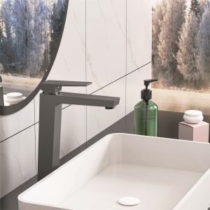 INTER CERAMIC TALL BASIN FLUID ICF 1418191GG RIHANNA GUN GRAY