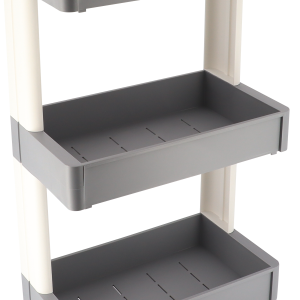 TENDANCE TRIPLE SHELF ON WHEELS PP, 45x26x79.5 cm, GREY WHITE